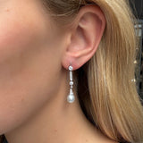 Edwardian Pearl and Diamond Earrings-Charlotte Sayers Antique Jewellery