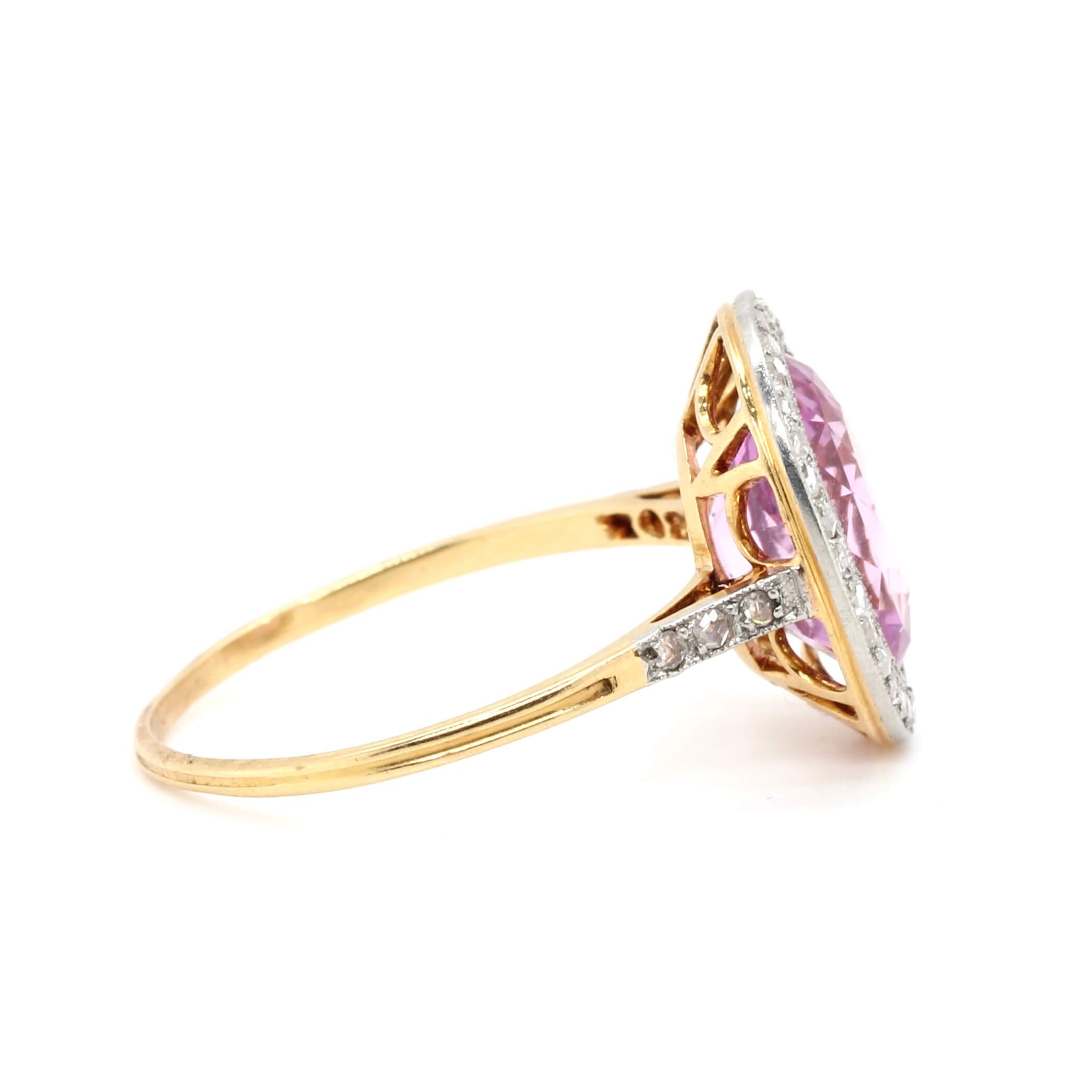 Edwardian Pink Topaz and Diamond Cluster Ring-Charlotte Sayers Antique Jewellery