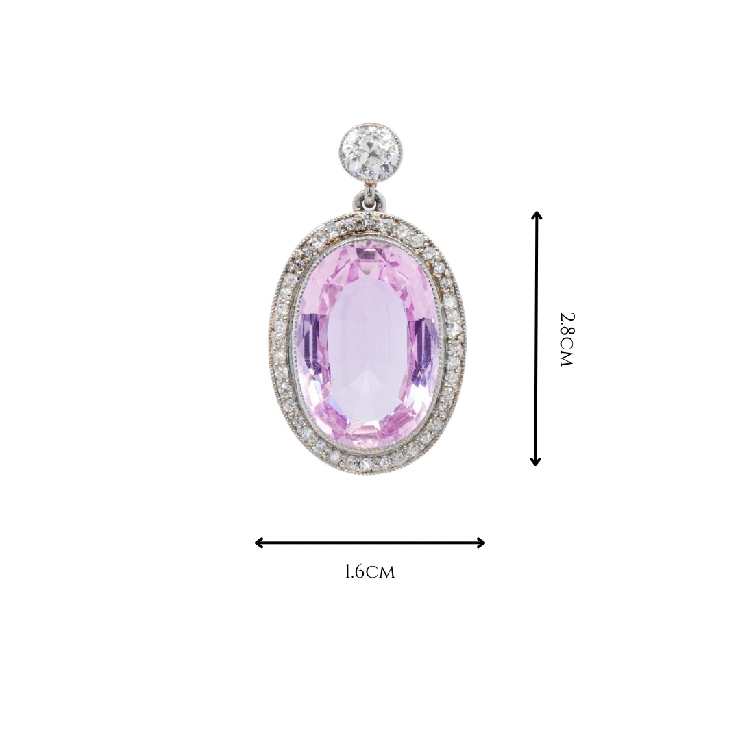 Edwardian Pink Topaz and Diamond Pendant-Charlotte Sayers Antique Jewellery