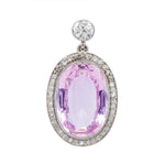 Edwardian Pink Topaz and Diamond Pendant-Charlotte Sayers Antique Jewellery