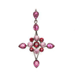 Edwardian Pink and Red Paste Cross-Charlotte Sayers Antique Jewellery