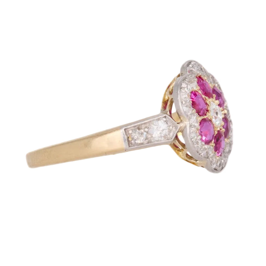 Edwardian Ruby Cluster Ring-Charlotte Sayers Antique Jewellery