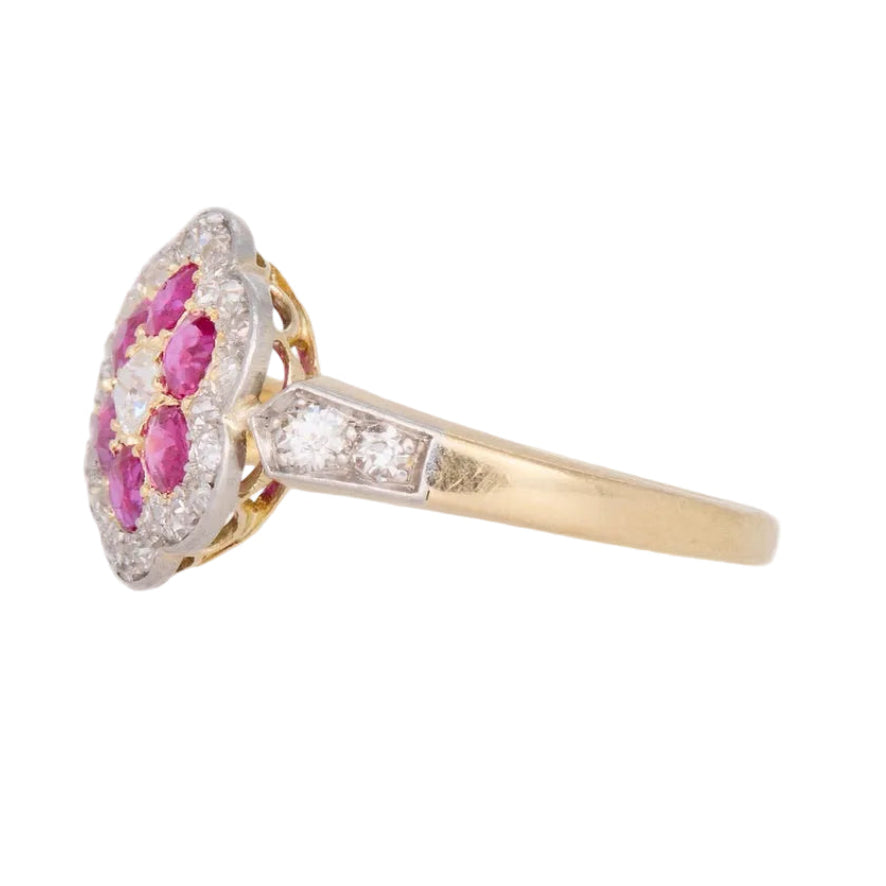 Edwardian Ruby Cluster Ring-Charlotte Sayers Antique Jewellery