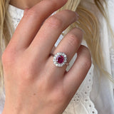 Edwardian Ruby and Diamond Cluster Ring-Charlotte Sayers Antique Jewellery