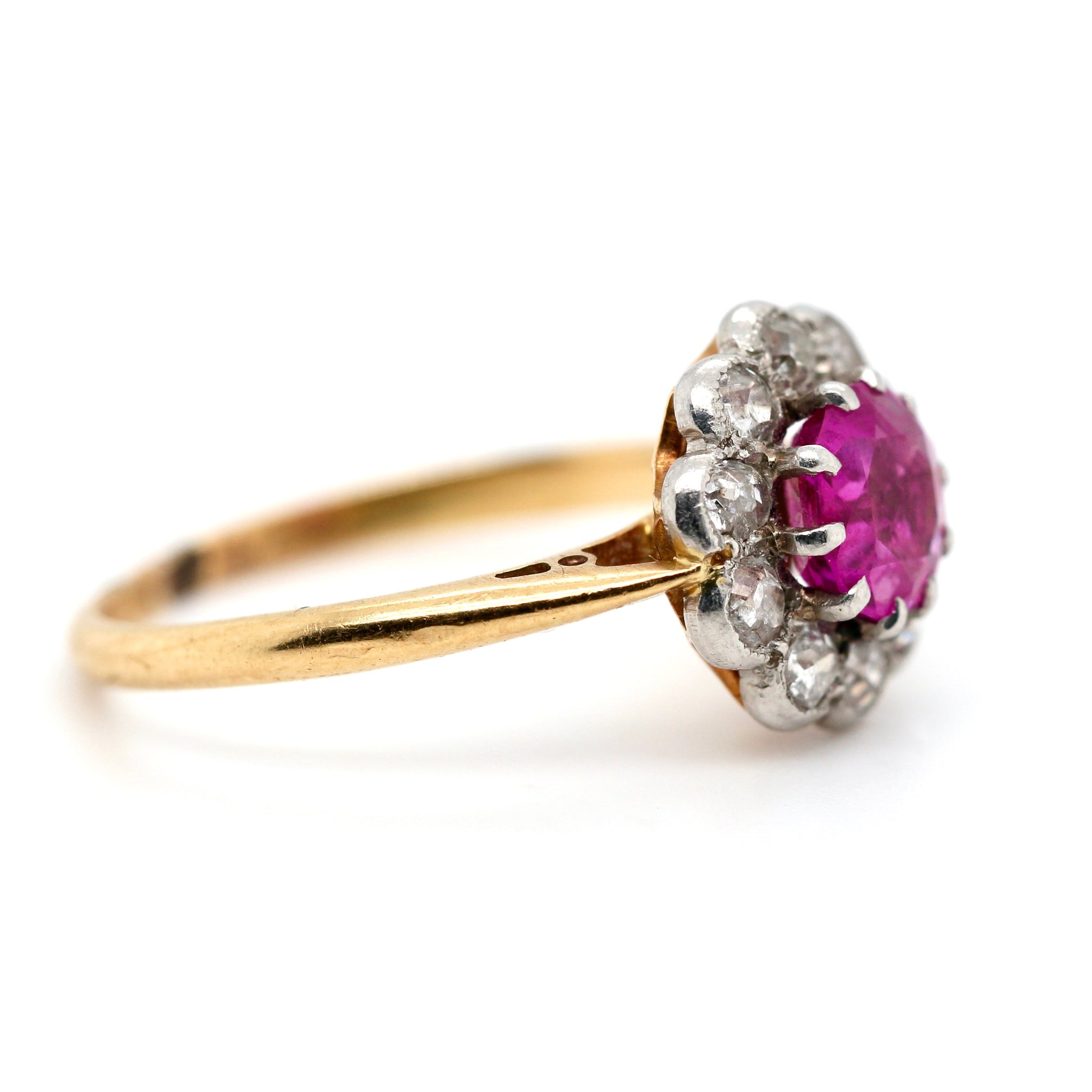 Edwardian Ruby and Diamond Cluster Ring-Charlotte Sayers Antique Jewellery