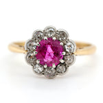 Edwardian Ruby and Diamond Cluster Ring-Charlotte Sayers Antique Jewellery