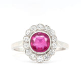 Edwardian Ruby and Diamond Cluster Ring-Charlotte Sayers Antique Jewellery