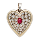 Edwardian Ruby and Diamond Heart Pendant-Charlotte Sayers Antique Jewellery