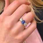 Edwardian Sapphire Diamond Trilogy Ring-Charlotte Sayers Antique Jewellery