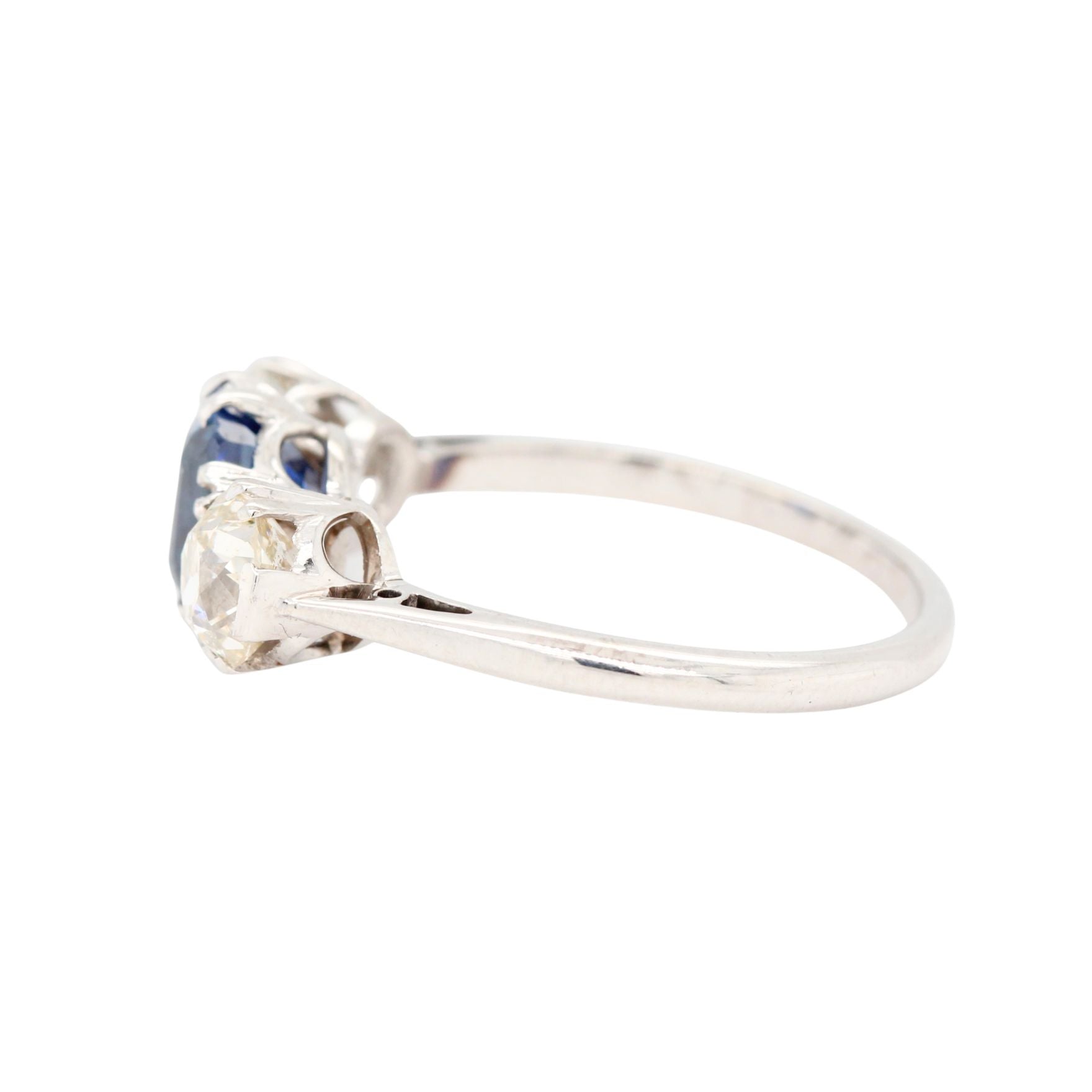 Edwardian Sapphire Diamond Trilogy Ring-Charlotte Sayers Antique Jewellery