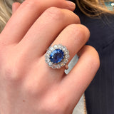 Edwardian Sapphire and Diamond Cluster Ring-Charlotte Sayers Antique Jewellery