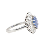 Edwardian Sapphire and Diamond Cluster Ring-Charlotte Sayers Antique Jewellery