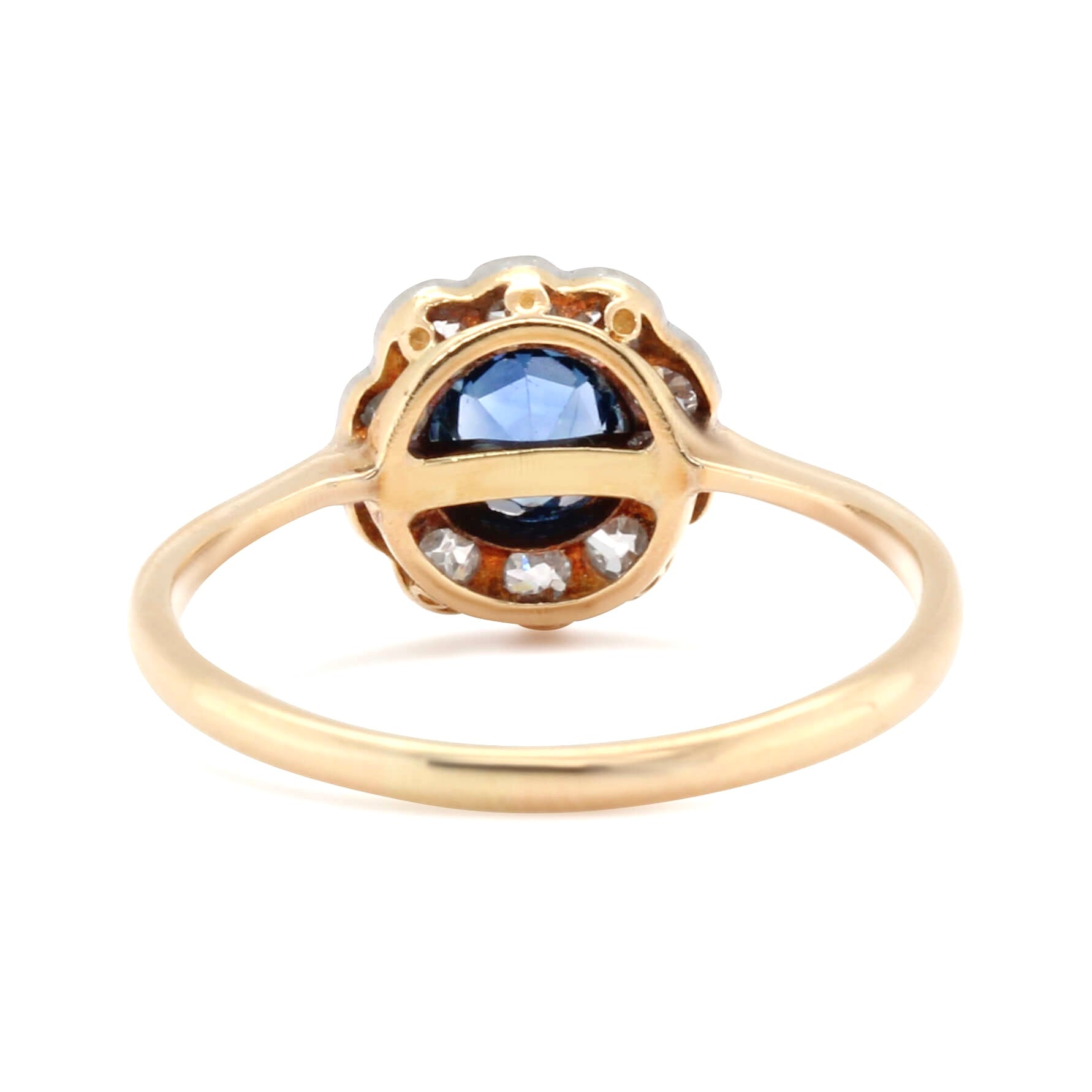 Edwardian Sapphire and Diamond Cluster Ring-Charlotte Sayers Antique Jewellery