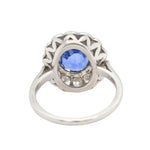 Edwardian Sapphire and Diamond Cluster Ring-Charlotte Sayers Antique Jewellery