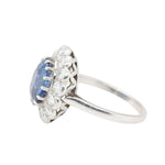 Edwardian Sapphire and Diamond Cluster Ring-Charlotte Sayers Antique Jewellery
