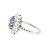 Edwardian Sapphire and Diamond Cluster Ring-Charlotte Sayers Antique Jewellery