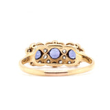 Edwardian Sapphire and Diamond Flower Ring-Charlotte Sayers Antique Jewellery