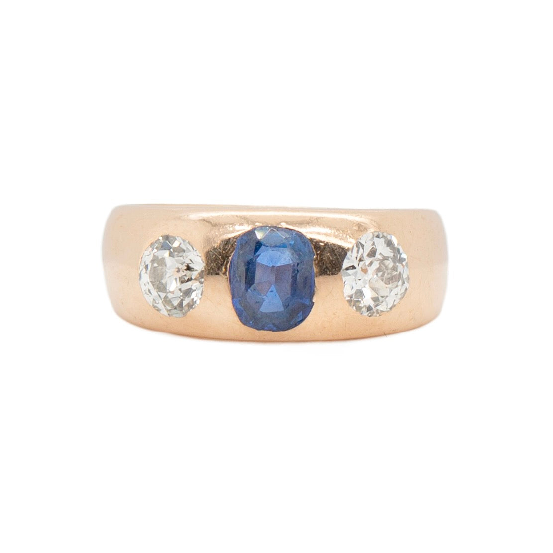 Edwardian Sapphire and Diamond Gypsy Ring-Charlotte Sayers Antique Jewellery