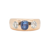 Edwardian Sapphire and Diamond Gypsy Ring-Charlotte Sayers Antique Jewellery