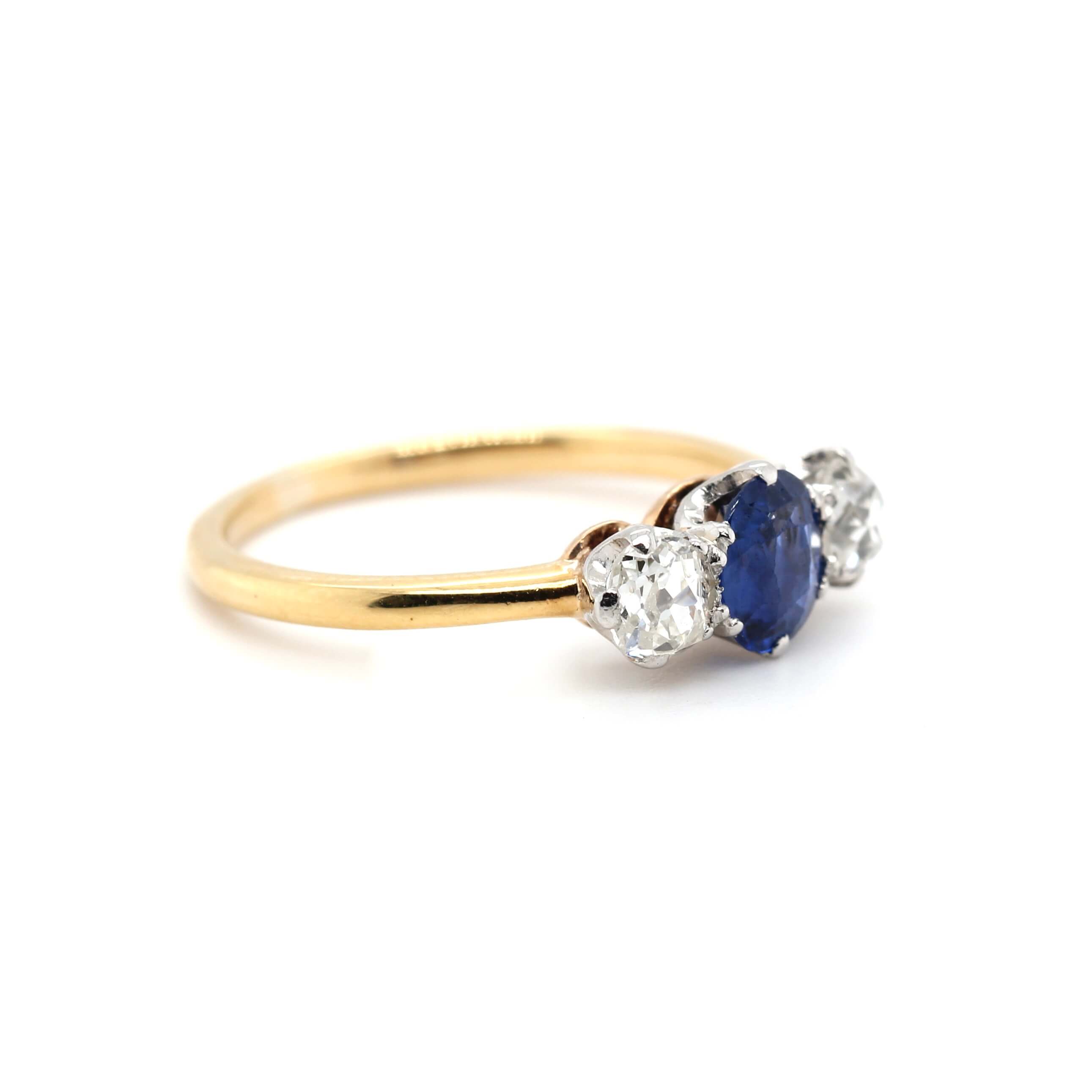 Edwardian Sapphire and Diamond Ring-Charlotte Sayers Antique Jewellery