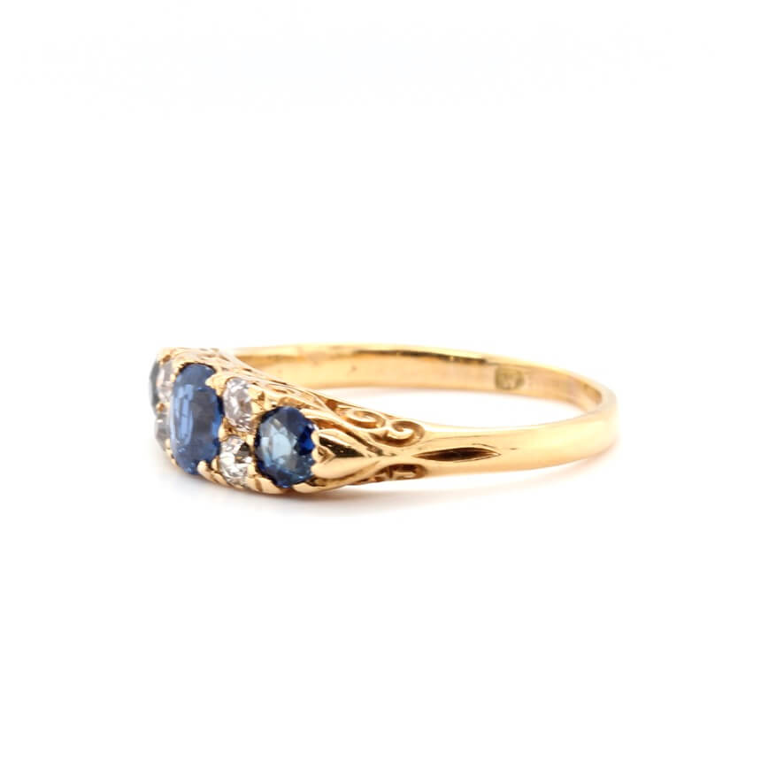 Edwardian Sapphire and Diamond Ring-Charlotte Sayers Antique Jewellery