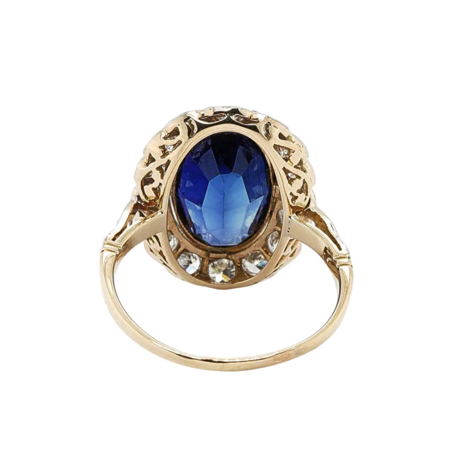 Edwardian Sapphire and Diamond Ring-Charlotte Sayers Antique Jewellery