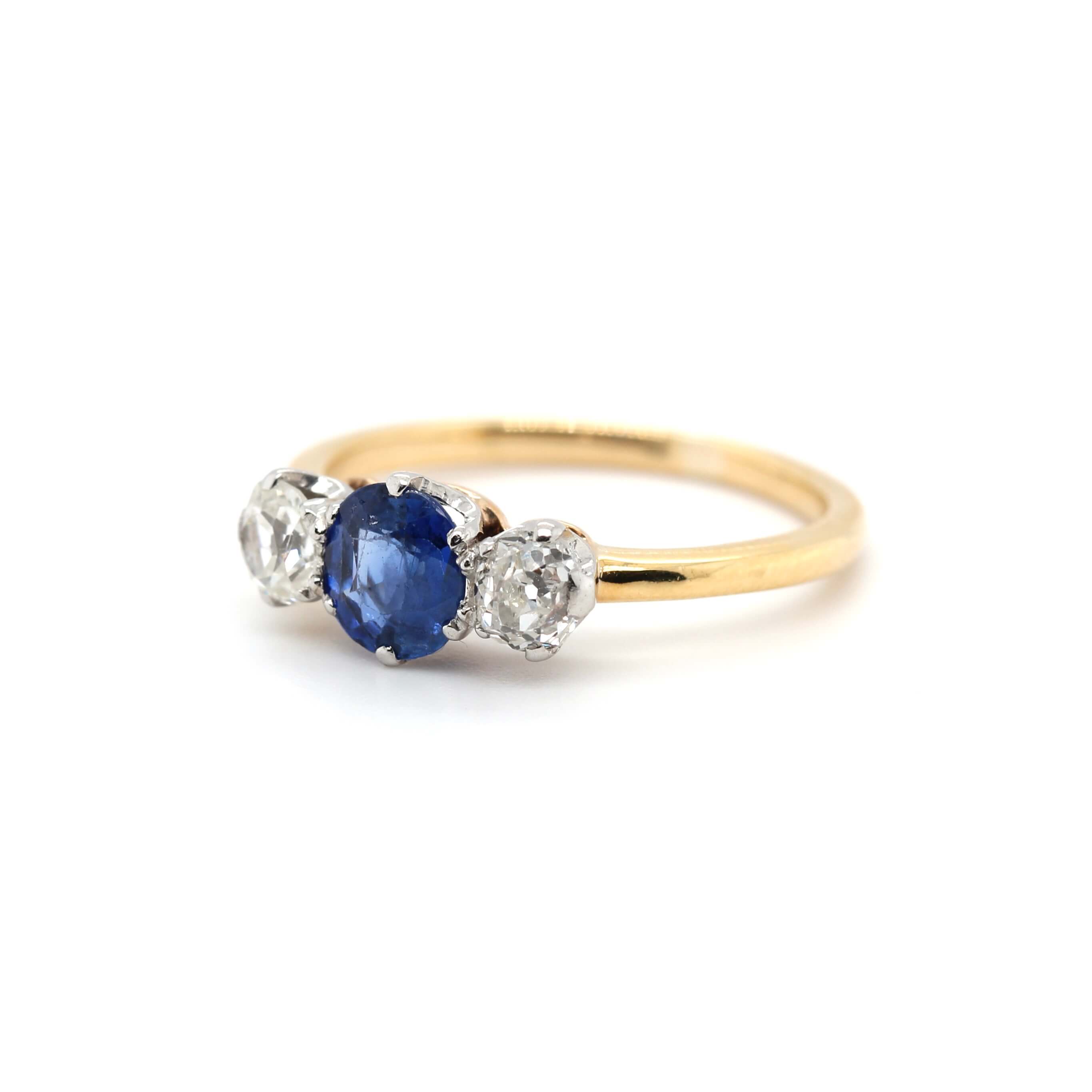 Edwardian Sapphire and Diamond Ring-Charlotte Sayers Antique Jewellery