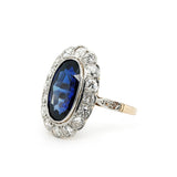 Edwardian Sapphire and Diamond Ring-Charlotte Sayers Antique Jewellery