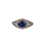 Edwardian Sapphire and Diamond Ring-Charlotte Sayers Antique Jewellery