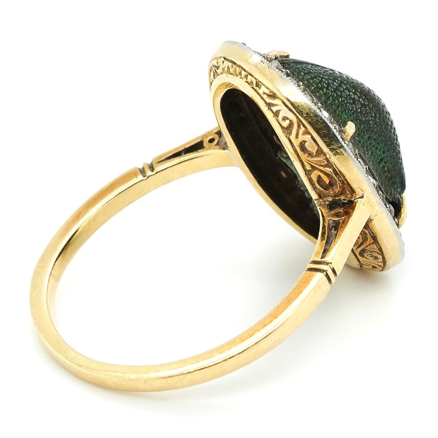 Edwardian Scarab Diamond Ring-Charlotte Sayers Antique Jewellery