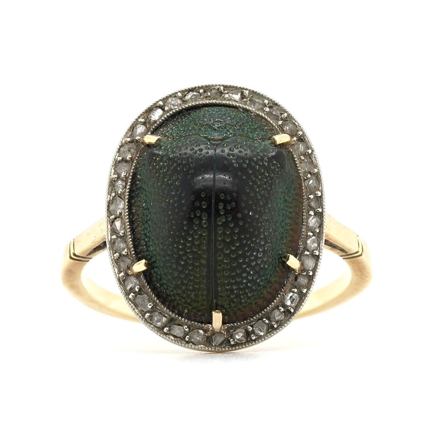 Edwardian Scarab Diamond Ring-Charlotte Sayers Antique Jewellery