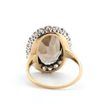 Edwardian Smokey Quartz Diamond Cluster Ring-Charlotte Sayers Antique Jewellery