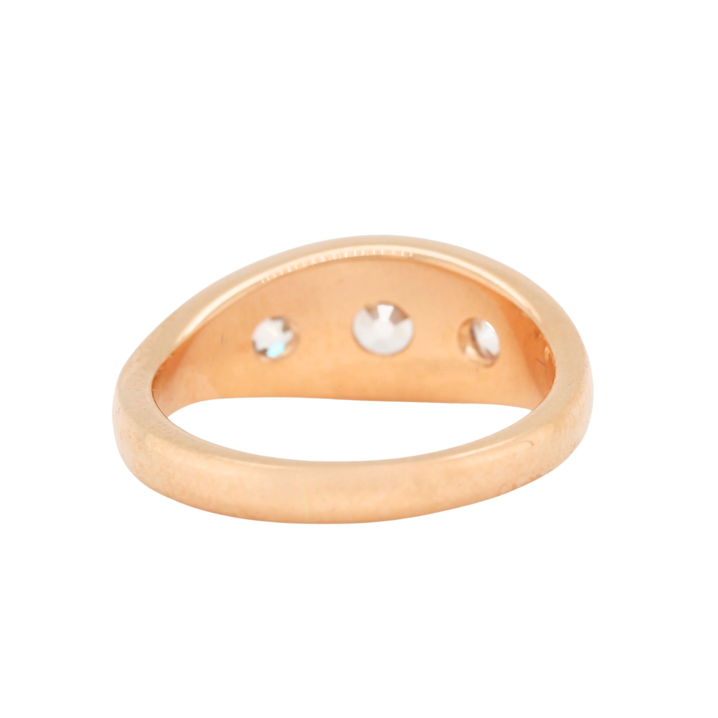 Edwardian Three Stone 22ct Gold Gypsy Ring-Charlotte Sayers Antique Jewellery