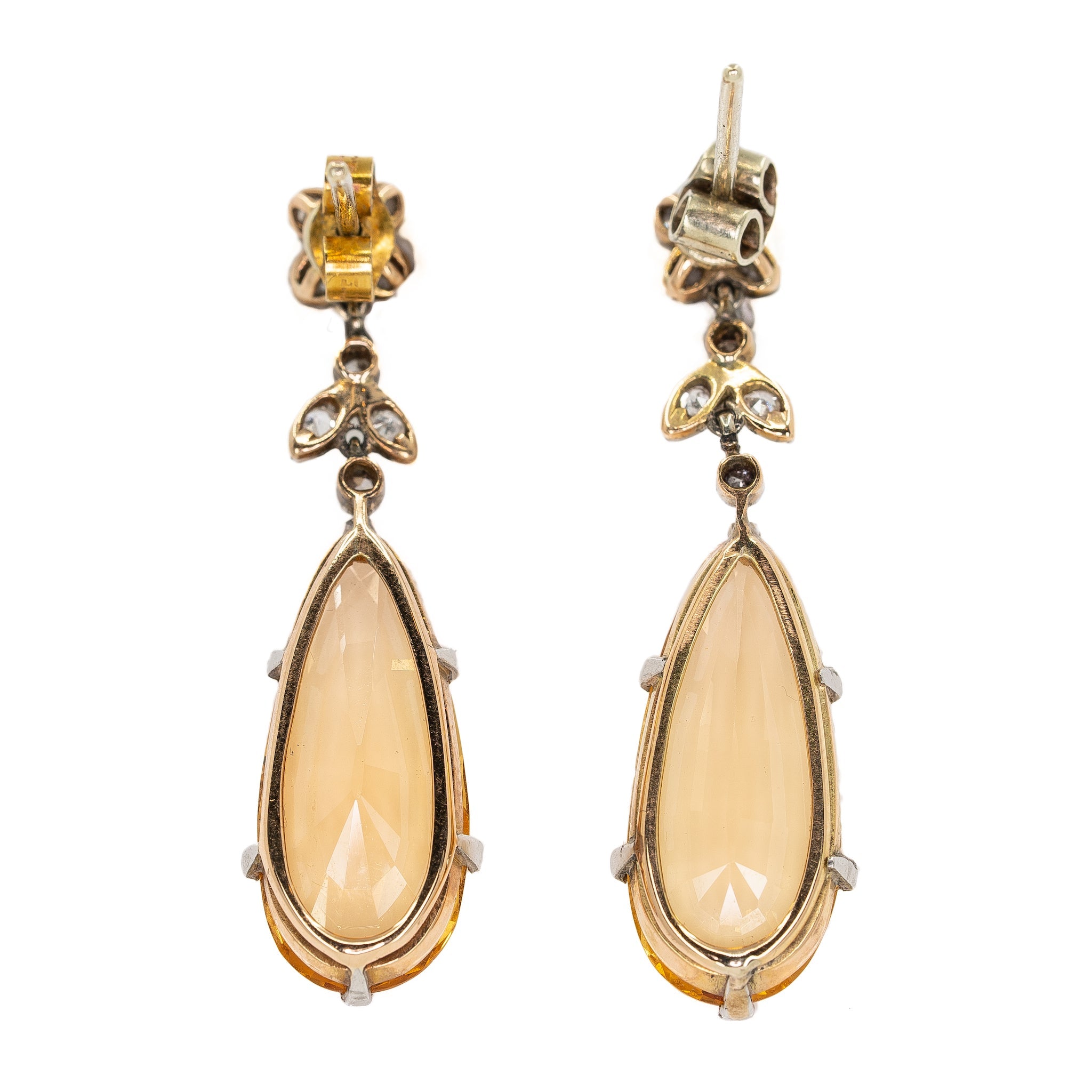 Edwardian Topaz and Diamond Earrings-Charlotte Sayers Antique Jewellery