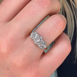 Edwardian Triple Flower Diamond Ring-Charlotte Sayers Antique Jewellery