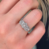 Edwardian Triple Flower Diamond Ring-Charlotte Sayers Antique Jewellery