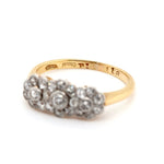 Edwardian Triple Flower Diamond Ring-Charlotte Sayers Antique Jewellery