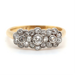 Edwardian Triple Flower Diamond Ring-Charlotte Sayers Antique Jewellery