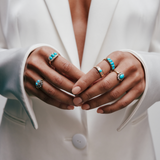 Edwardian Turquoise and Diamond Cluster Ring-Charlotte Sayers Antique Jewellery