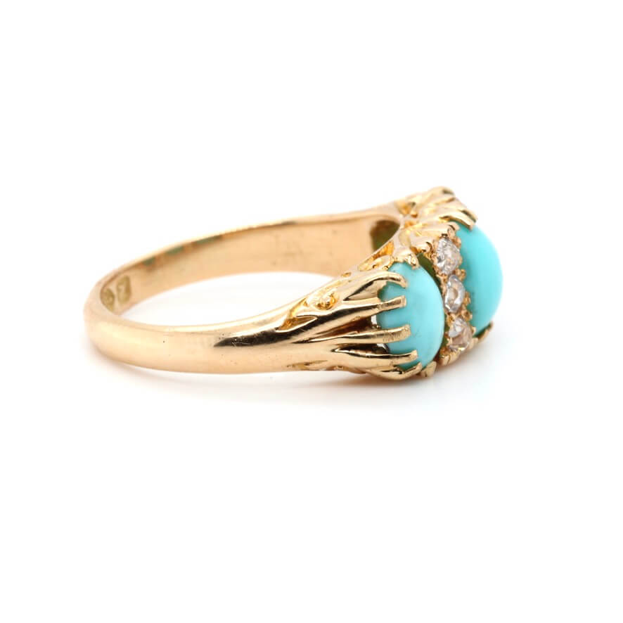 Edwardian Turquoise and Diamond Ring-Charlotte Sayers Antique Jewellery