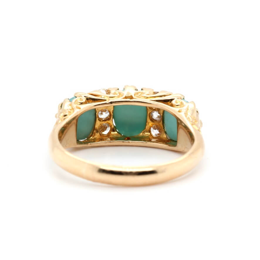 Edwardian Turquoise and Diamond Ring-Charlotte Sayers Antique Jewellery