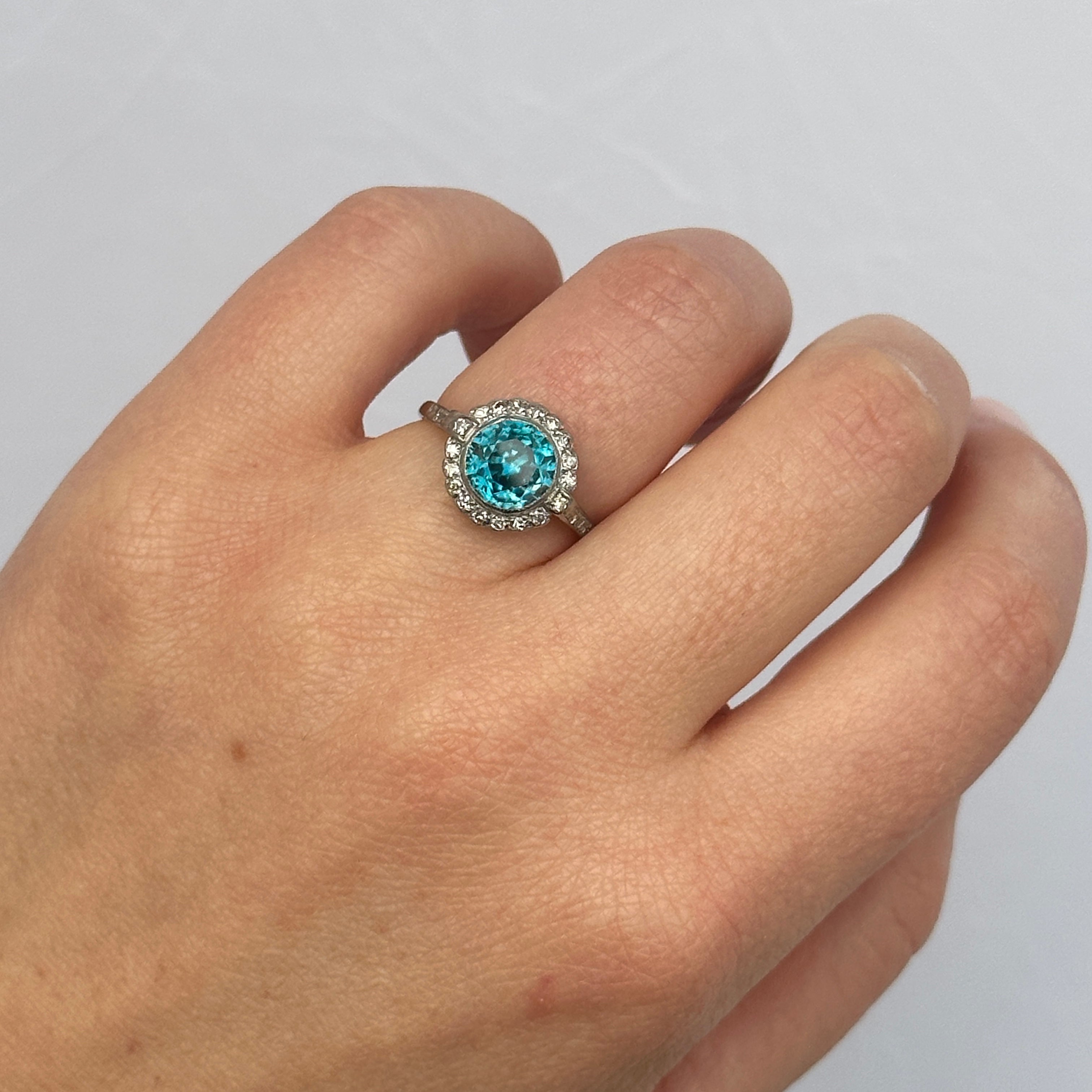 Edwardian Zircon and Diamond Cluster Ring-Charlotte Sayers Antique Jewellery