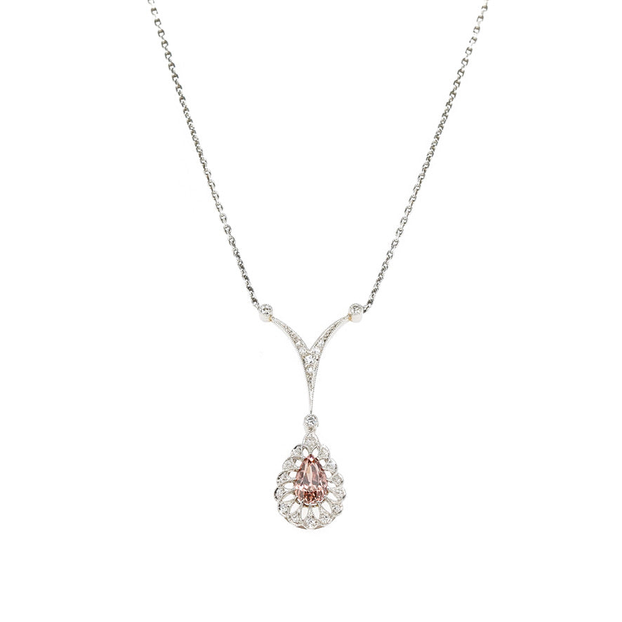 Edwardian Zircon and Diamond Pendant-Charlotte Sayers Antique Jewellery