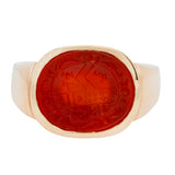 Eighteenth Century Carnelian Armorial Crest Intaglio Ring-Charlotte Sayers Antique Jewellery