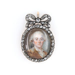 Eighteenth Century Miniature Pendant with Diamond Frame and Bow-Charlotte Sayers Antique Jewellery