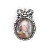 Eighteenth Century Miniature Pendant with Diamond Frame and Bow-Charlotte Sayers Antique Jewellery
