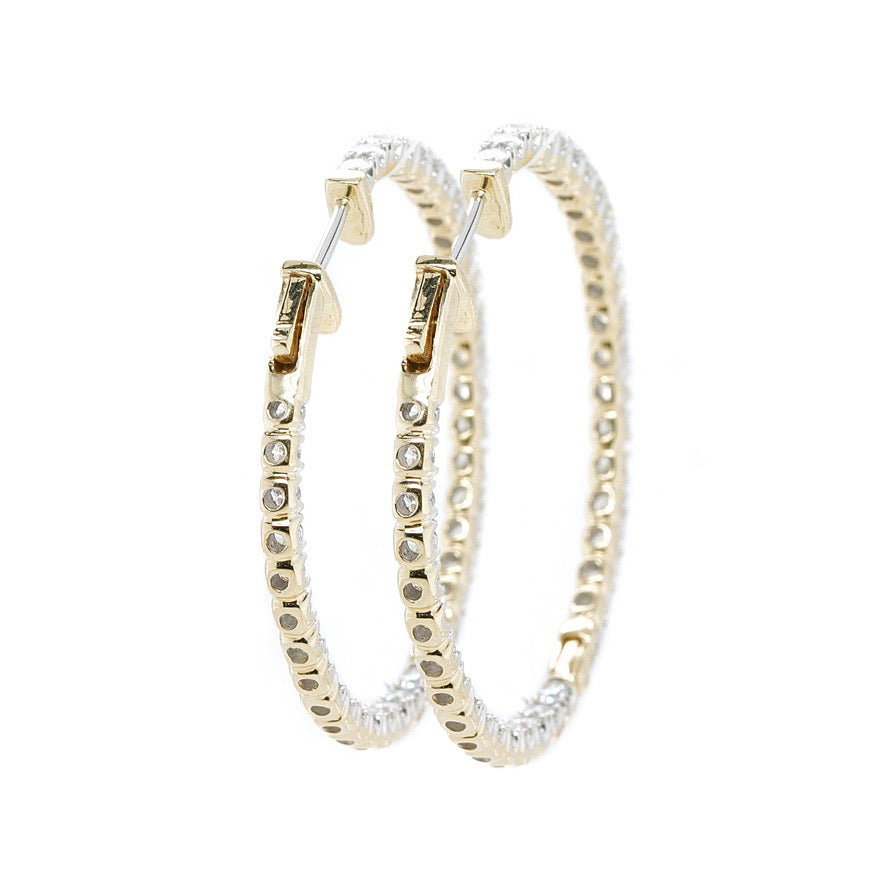 Elizabeth Gage Diamond Hoop Earrings-Charlotte Sayers Antique Jewellery