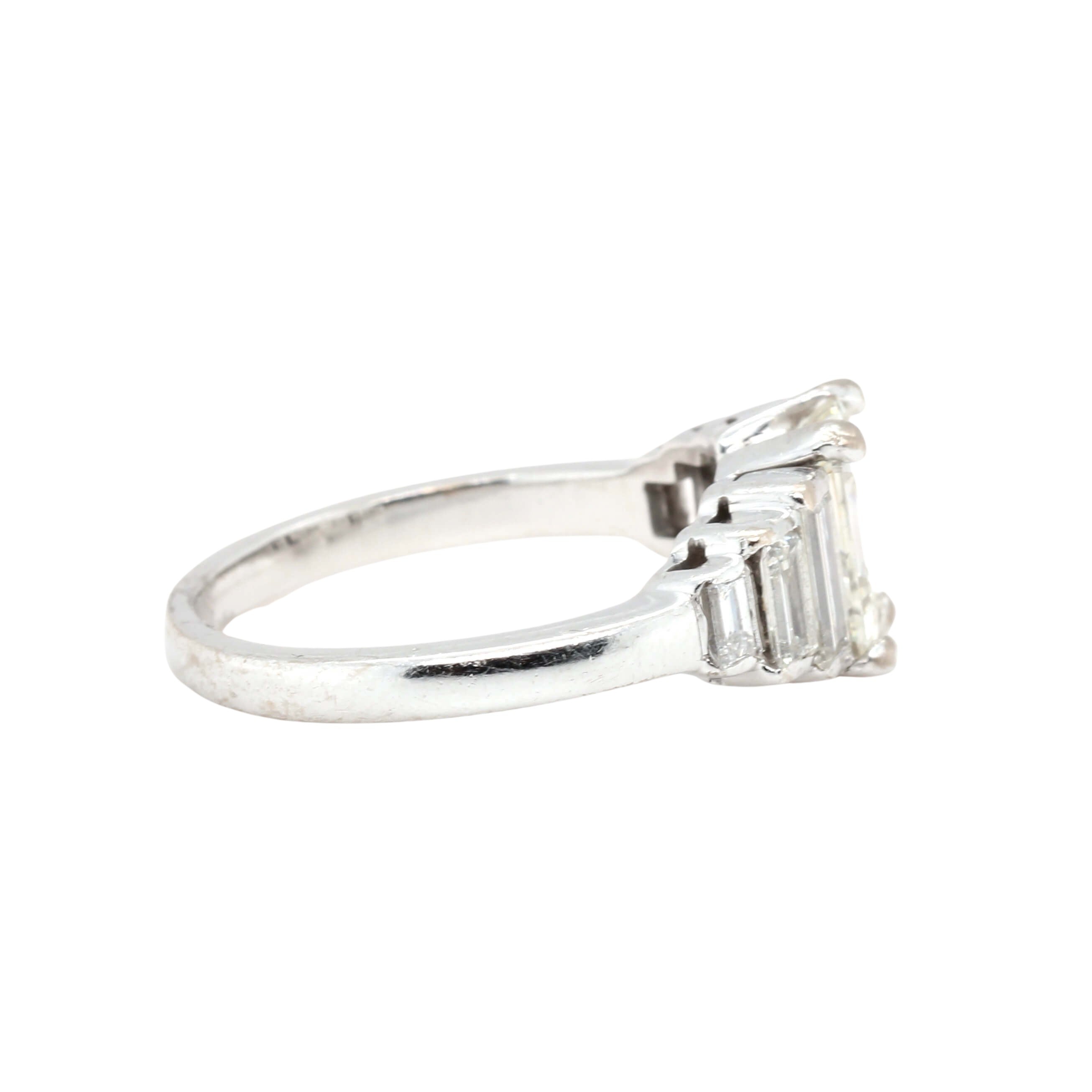 Emerald Cut Diamond Ring-Charlotte Sayers Antique Jewellery