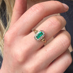 Emerald Diamond Cluster Ring-Charlotte Sayers Antique Jewellery