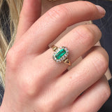 Emerald Diamond Cluster Ring-Charlotte Sayers Antique Jewellery
